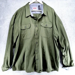 Wrangler Flex For Comfort Button Up Flannel Shirt Mens 3XL Long Sleeve Green - Picture 1 of 18
