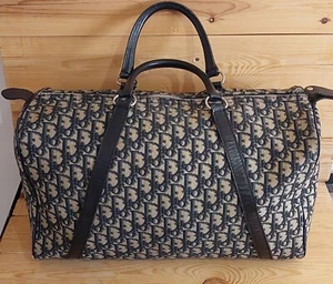 CHRISTIAN DIOR Trotter Pattern Travel Hand Bag Canvas Leather - Picture 1 of 18