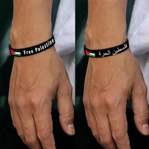 1-20x Palestine Palestinian Flag GAZA Wristband Silicone Bracelet Wrist Band - Picture 1 of 15