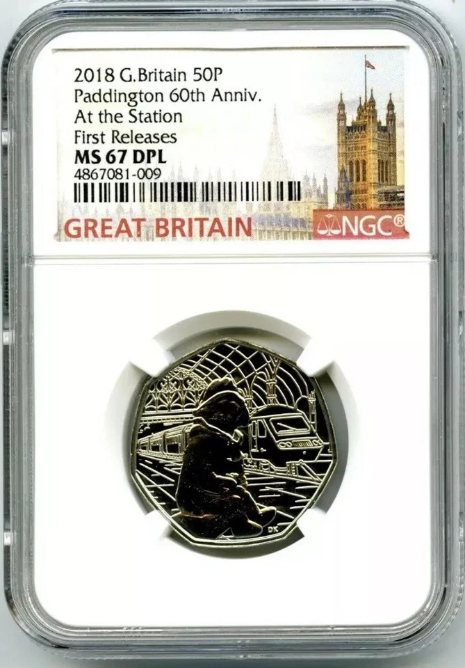 2018 GREAT BRITAIN 50P NGC MS67 DPL PADDINGTON AT THE STATION FIRST RELEASES - Image 1 of 2