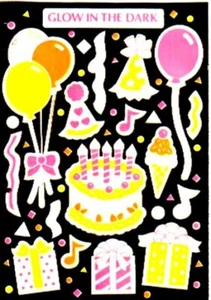 **SUPER RARE** Maxi GLOW IN THE DARK BIRTHDAY Sandylion Stickers ~VINTAGE~ - Picture 1 of 1