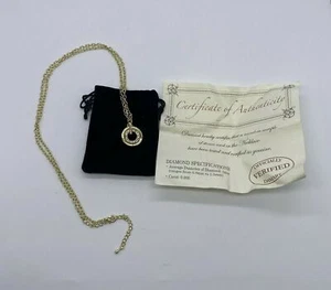 Damart Gold Toned Long Necklace with Circular Pendant and Diamonds & Certificate - Picture 1 of 5