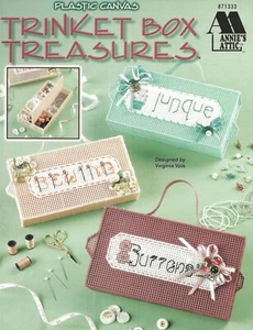 Trinket Box Treasures Plastic Canvas Baby Stuff Box Buttons Junque Pencil Crayon - Bild 1 von 2