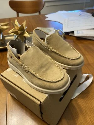 Zara Boys Toddler Kids Tan Taupe Leather Slip On Dress Loafer Moccasin Size 9 25 - Image 1 of 4