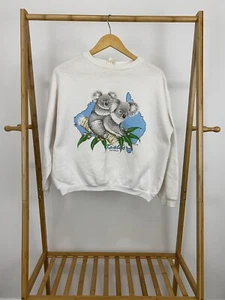 VTG 80s Koala Australia Land Down Under Thin Crewneck Cropped Sweatshirt L - Picture 1 of 5