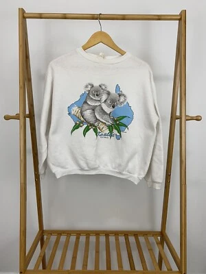 Винтажный 80-х Koala Австралии земли вниз под тонкий Crewneck укороченный толстовка L  - Изображение 1 из 4