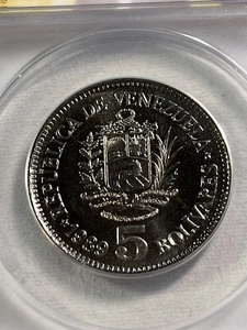 1989 Venezuela 5 Bolivares Graded MS 67 by ANACS - Picture 1 of 4