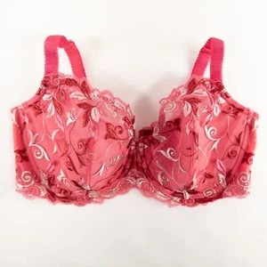 Soma Balconette Bra 38DDD Pink Embroidered Lace Underwire Padded Adjustable Fit - Picture 1 of 8