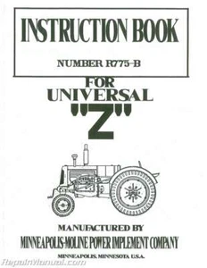 Minneapolis Moline Universal Z 1938 to 1948 Service Manual - Picture 1 of 1