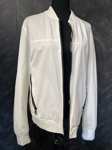OFF WHITE Giacca frangivento Zara TAGLIA L Unisex Off Bianco Nero Cerniere Bomber