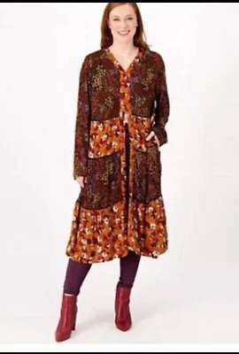 Logo By Lori Goldstein Printed Mixed Duster Limited Rare A549760 XL - Image 1 of 4