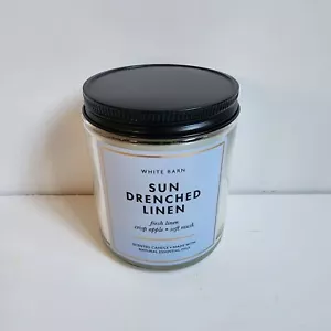Bath Body Works White Barn Sun Drenched Linen Fresh Linen Single Wick Jar Candle - Picture 1 of 5