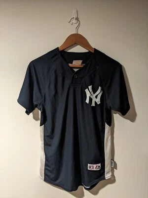 Camiseta deportiva grande azul de béisbol de los New York Yankees Majestic MLB de colección de los 90 para mujer Foto 1 de 4