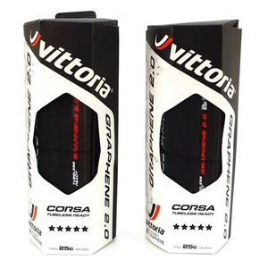 1 or 2 Vittoria Corsa G 2.0 TLR Clincher Tubeless Ready Road Tire 700x25C Black - Picture 1 of 1