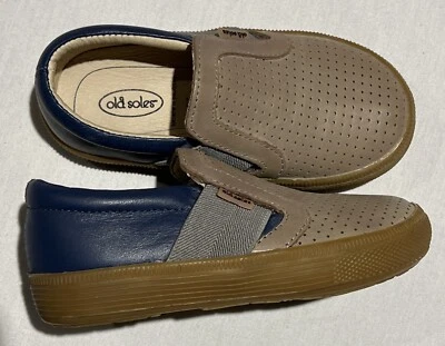 Old Soles Big Kid Blue & Tan Slip On Shoe Leather Loafer Australia Size 26 - Image 1 of 4