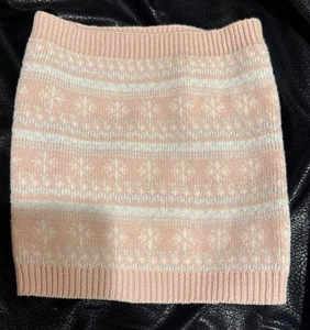 H&M Bufanda Tubo Punto Acanalado Rosa Plata Y Blanco Copos de Nieve - Imagen 1 de 7