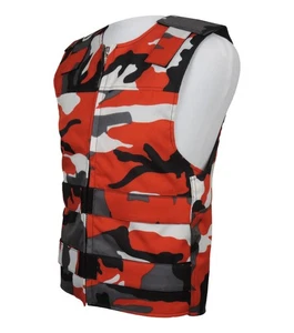 Red Camo Cordura Cloth - Textile Motorcycle Vest | Unisex Cut - Bild 1 von 10