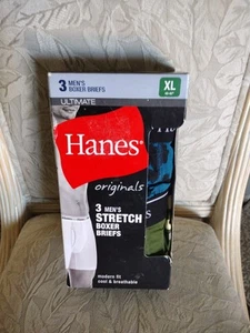 AUTHENTIC HANES ORIGINALS (3) PK ULTIMATE MULTI-COLOR STRETCH BOXER BRIEFS (XL) - Picture 1 of 8