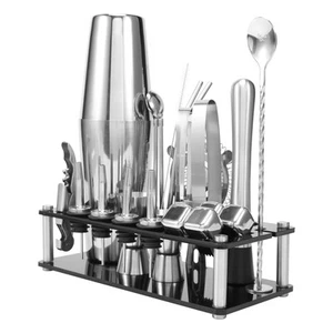 Cocktail Shaker Set, Edelstahl Barkeeper Set mit Acryl Ständer &5590 - Bild 1 von 8