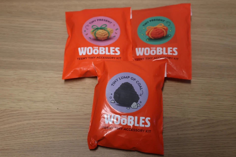 New Lot of 3 The Woobles Tiny Christmas Crochet Kits Tiny Present & Tiny Coal - image 1 of 1