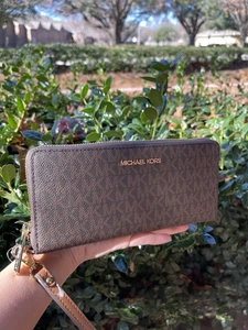 Cartera de muñeca continental de viaje Michael Kors Jet Set para mujer -... marrón - Imagen 1 de 6