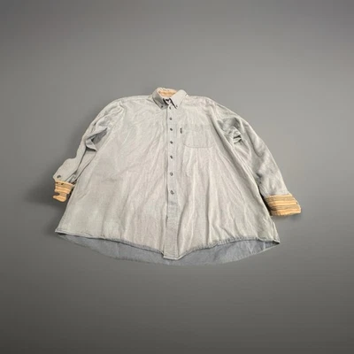Vintage Burberry London Shirt Mens XXL Blue Denim Button Up Plaid Collar Casual - Image 1 of 4