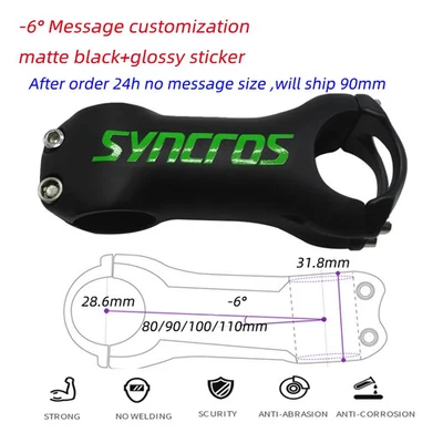 Vástago de carbono Syncros MTB manillar de bicicleta de carretera ±6 grados 80/90/100/110 mm vástago Foto 1 de 4