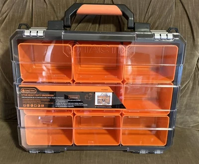 TACTIX 9 Tub Portable Organizer HEAVY DUTY Carry Case Aluminum Latches 17x13x4.2 - Image 1 of 4