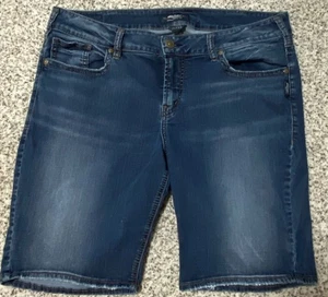 SILVER BRAND ELYSE Bermuda Faded Denim Shorts Plus Size 16 Women Jorts - Picture 1 of 4