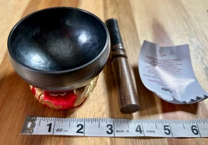 Tibetische Klangschale Set 3" Himalaya Basar schwarz & rot Handarbeit Klangschale - Bild 1 von 13