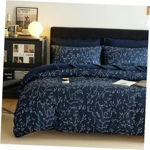 - Constellation Comforter Set, Celestial Space Star Galaxy Queen Navy Blue - Picture 1 of 8