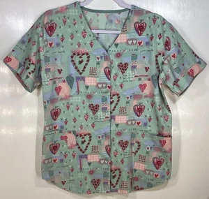 Blusa Médica Día de San Valentín para Mujer Talla S Pequeña Frente a Presión Corazones Rosas Flores - Imagen 1 de 3
