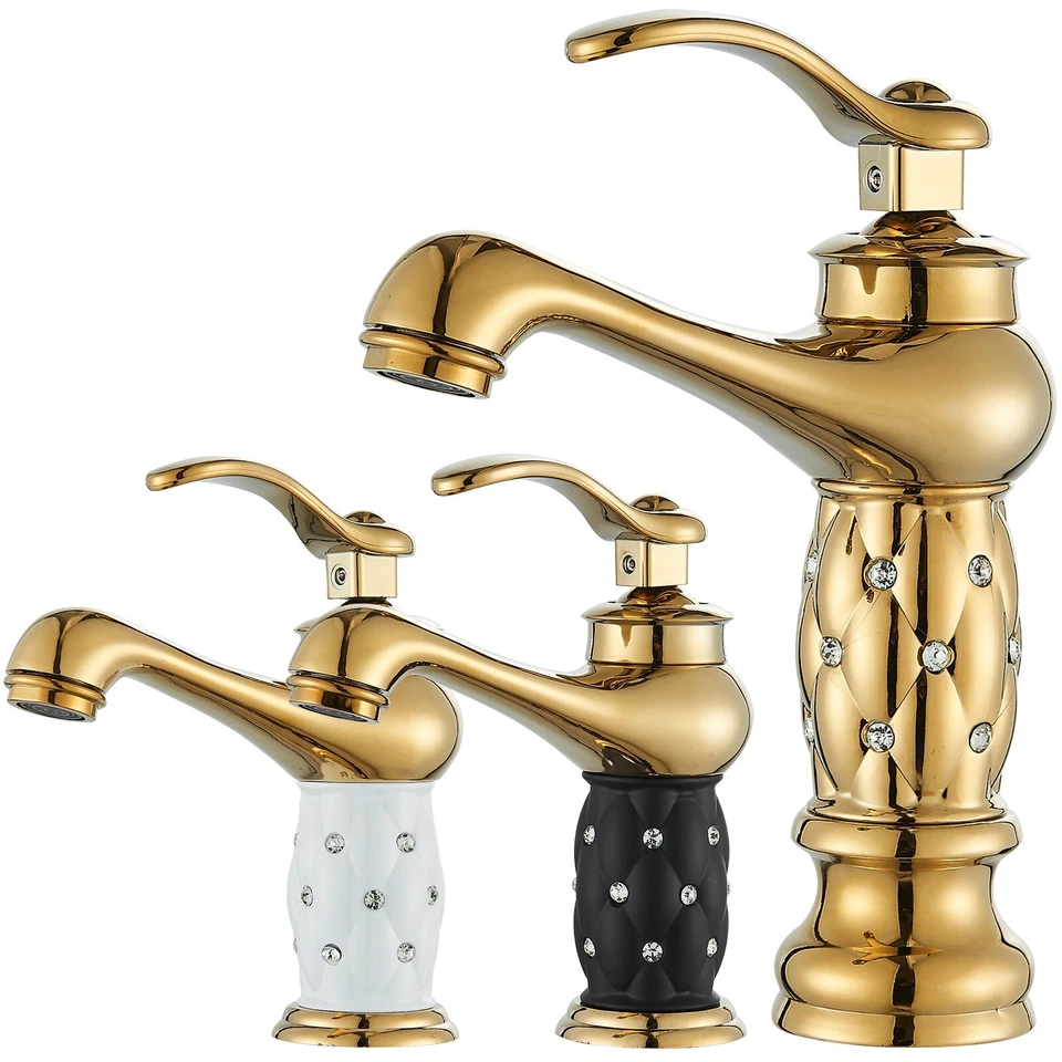 Schwarz Wasserhahn Bad Wasserfall Waschtischarmatur Mischbatterie Waschbecken - Bild 1 von 1