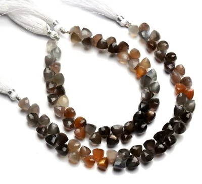 Natural Gem Golden Shine Multi Color Moonstone 8mm Faceted Trillion Beads 8.5" - Image 1 of 4
