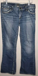 Silver Jeans Damen W31 L31 Blau Aiko Bootcut Low Rise Stretch Denim Western - Bild 1 von 16