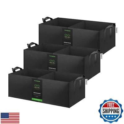 VIVOSUN Paquete de 3 bolsas de cultivo de 2 rejillas de 10 galones, macetas cuadradas de alta resistencia para plantas, Foto 1 de 4