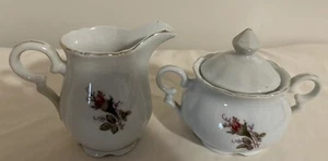 Juego de crema y azúcar de porcelana rosa musgo vintage años 50’s (nuevo) - Imagen 1 de 9