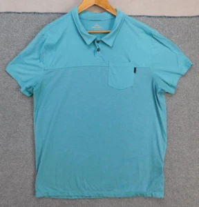 prAna Polo Shirt Men's XL Short Sleeve Green Striped Pocket Logo - Picture 1 of 10