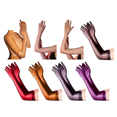 Womens Mittens Full Finger Long Glove Over Elbow Length Sheer Stretchy Costume - Image 1 of 3