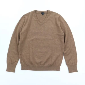 Suéter J.Crew Para Hombres Pequeño Italiano Lana Merino Cuello en V Pullover Marrón Suave Preppy - Imagen 1 de 8