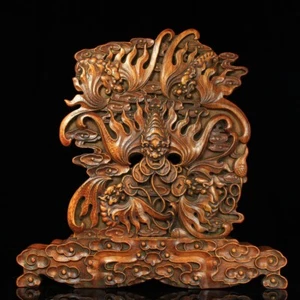 Pantalla de dragón exquisita tallada a mano de boj chino 16322 - Imagen 1 de 9