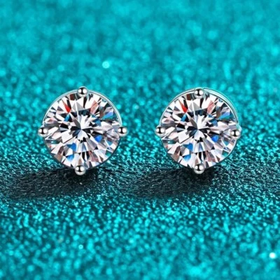 1ct Earrings in White Gold Diamond Test Pass Lab-Created VVS1/D/Excellent - Image 1 of 4
