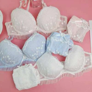 Deep V Flower String Japanischer BH & Höschen Set Bügel Weich Unterwäsche Intim - Bild 1 von 10