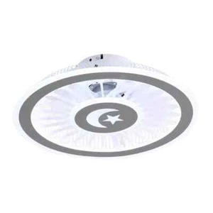 OUKANING 18 in. Gray Modern Simple Style Indoor LED Semi Flush Mount Ceiling Fan - Picture 1 of 10