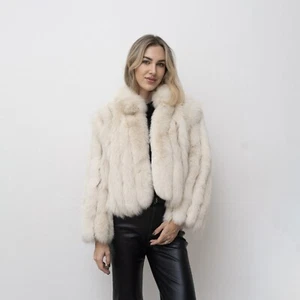 Moderner Damen Echt Fuchspelz Mantel Mode Cropped Flauschig Jacke Naturfell Oberbekleidung - Bild 1 von 4