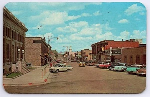 Street Rawlins Wyoming WY Gambles Pacific Power Classic Car 1960's postcard-D4 - Picture 1 of 2
