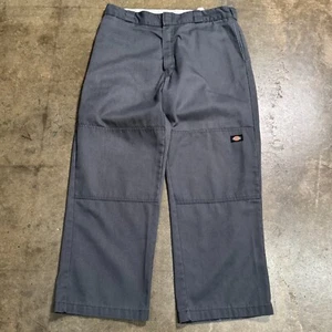 Y2k Dickies Men's Work Pants Double Knee Gray Loose Fit Size 38x30 Baggy - Picture 1 of 8