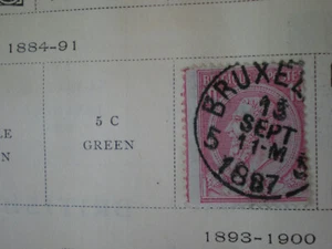 Sello con bisagras usado marcado postal Bruxelles 1887 de Bélgica de 10 centavos de Bélgica 1884-91 - Imagen 1 de 2
