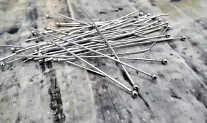 304 S/Steel Ball Head Pins, 50mm, Ball 2mm, Pin 0.7mm, 21 Gauge, 300 piece - Picture 1 of 2
