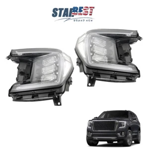 Headlights Headlamps Black For 2021-2023 GMC Yukon(XL)SLE/SLT Left+Right Pair - Picture 1 of 13